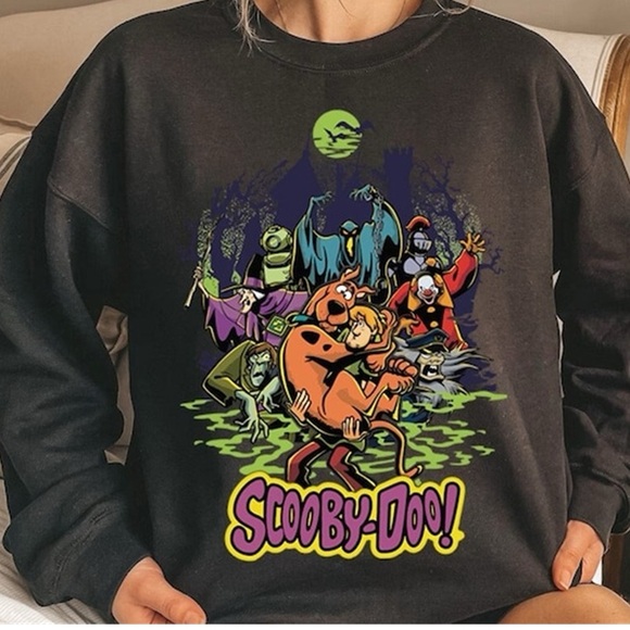 Vintage Scooby Doo Black Halloween Sweatshirt by Gildan size 2X Unisex - Picture 1 of 14